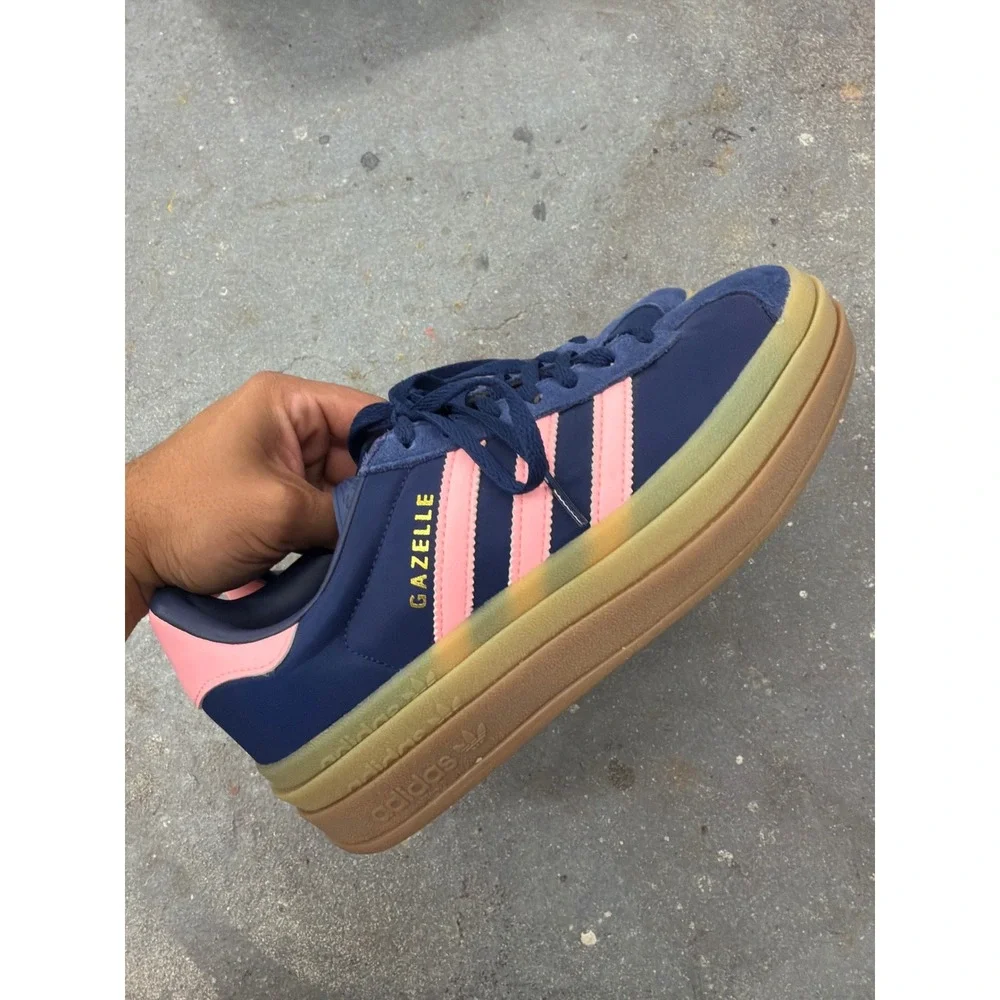 Adidas Gazelle Bold Navy Pink Platform Sneakers ID6991 Womens 7.5